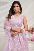 Lavender Pink Stone Embellished Net Panelled Style Lehenga