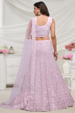 Lavender Pink Stone Embellished Net Panelled Style Lehenga
