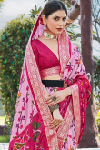 Lavender Pink Viscose Printed Casual Wear Saree