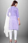 Lavender Purple Cotton Printed Casual Wear Churidar Suit 