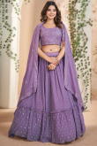 Light Purple Georgette Embroidered Flared Lehenga 