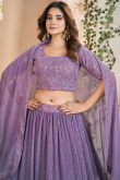 Light Purple Georgette Embroidered Flared Lehenga 