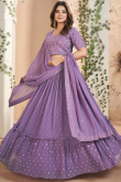 Light Purple Georgette Embroidered Flared Lehenga 