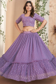 Light Purple Georgette Embroidered Flared Lehenga 