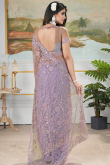 Lavender Purple Net Embroidered Fancy Saree 