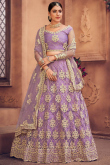Net Light Purple Stone Embroidered Lehenga for Sangeet