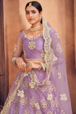 Net Light Purple Stone Embroidered Lehenga for Sangeet
