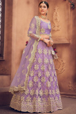 Net Light Purple Stone Embroidered Lehenga for Sangeet