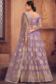 Net Light Purple Stone Embroidered Lehenga for Sangeet