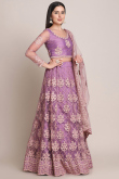 Sangeet Resham Embroidered Mauve Lehenga in Net