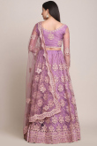 Sangeet Resham Embroidered Mauve Lehenga in Net