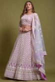 Lavender Purple Fancy Net Lehenga for Party 