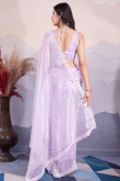 Sweetheart Neck Lavender Net Saree with Sequins Embroidery