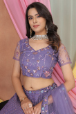 Light Purple Net Lehenga with Resham and Sequins Embroidery