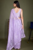 Lavender Purple Net Embroidered Shimmer Saree