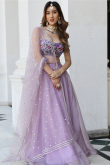 Lavender Purple Net Flared Style Lehenga For Sangeet 