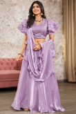 Lavender Purple Tissue Silk Embroidered A-Line Style Lehenga