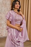 Lavender Purple Tissue Silk Embroidered A-Line Style Lehenga