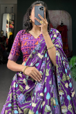 Lavender Purple Tussar Silk Lehenga with Printed Work for Diwali