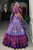 Lavender Purple Tussar Silk Lehenga with Printed Work for Diwali