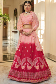 Lehenga Art Silk Pink with Embroidered 
