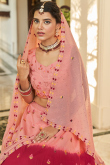 Lehenga Art Silk Pink with Embroidered 