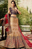 Purple with Cream Banglori Silk Lehenga with Banglori Silk Choli