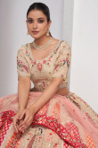 Light Beige A Line Lehenga in Silk Light Beige for Sangeet