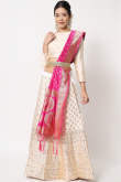Light Beige Banarasi Silk Lehenga