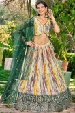 Light Beige Chinnon Zari Embroidered Flared Lehenga 