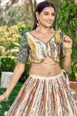 Light Beige Chinnon Zari Embroidered Flared Lehenga 
