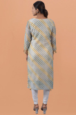 Light Beige Cotton Kurti With Print