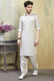 Light Beige Cotton Men Kurta Pajama