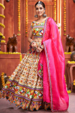 Light Beige Cotton Silk Printed Lehenga