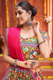 Light Beige Cotton Silk Printed Lehenga