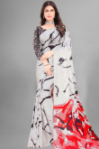 Light Beige Crepe Digital Print Light Weight Saree 