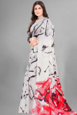 Light Beige Crepe Digital Print Light Weight Saree 