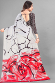 Light Beige Crepe Digital Print Light Weight Saree 