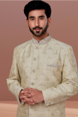 Light Beige Dupion Silk Embroidered Men Sherwani