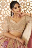 Light Beige Embroidered Silk Blend Flared Style Lehenga