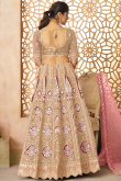 Light Beige Embroidered Silk Blend Flared Style Lehenga