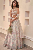 Light Beige Georgette Embroidered Panelled Style Lehenga 