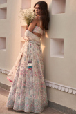 Light Beige Georgette Embroidered Panelled Style Lehenga 