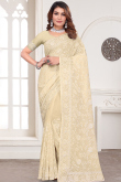 Light Beige Georgette Saree for Festival Wear with Sequins Work