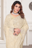 Light Beige Georgette Saree for Festival Wear with Sequins Work