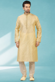 Light Beige Jacquard Men Kurta Pajama