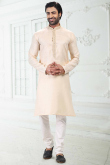 Light Beige Linen Cotton Men's Kurta