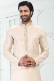 Light Beige Linen Cotton Men's Kurta