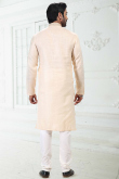 Light Beige Linen Cotton Men's Kurta