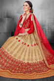 Net Light Beige Dori Embroidered Wedding Wear Lehenga